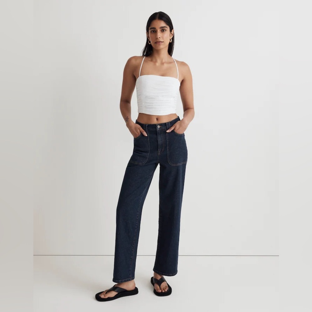 Madewell Poplin Crop Tube Top White SZ 00 NWT - Picture 1 of 4